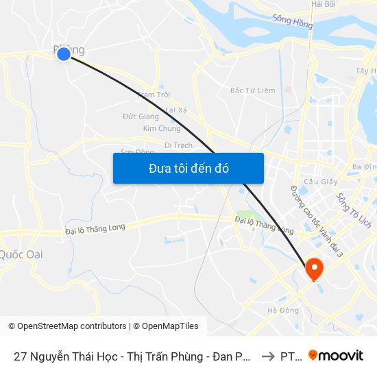 27 Nguyễn Thái Học - Thị Trấn Phùng - Đan Phượng to PTIT map