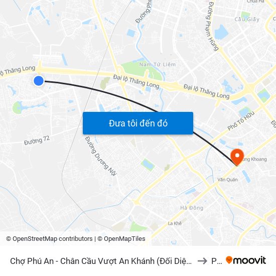 Chợ Phú An - Chân Cầu Vượt An Khánh (Đối Diện Số Nhà 24 Chân Cầu Vượt An Khánh) to PTIT map