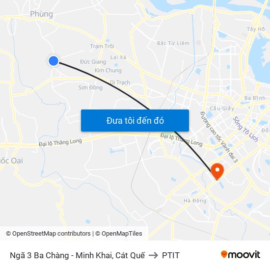 Ngã 3 Ba Chàng - Minh Khai, Cát Quế to PTIT map