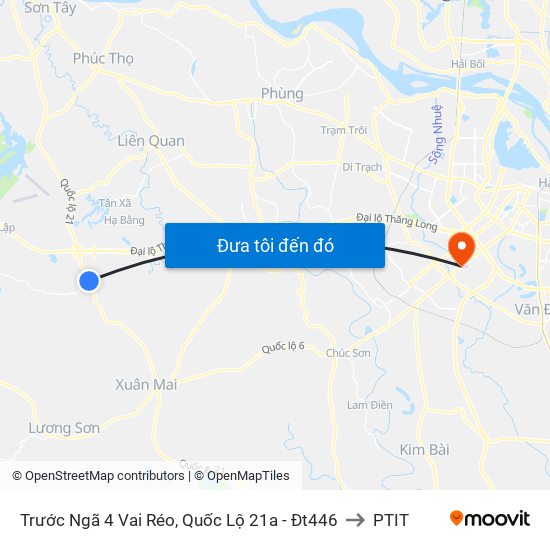 Trước Ngã 4 Vai Réo, Quốc Lộ 21a - Đt446 to PTIT map