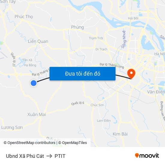 Ubnd Xã Phú Cát to PTIT map