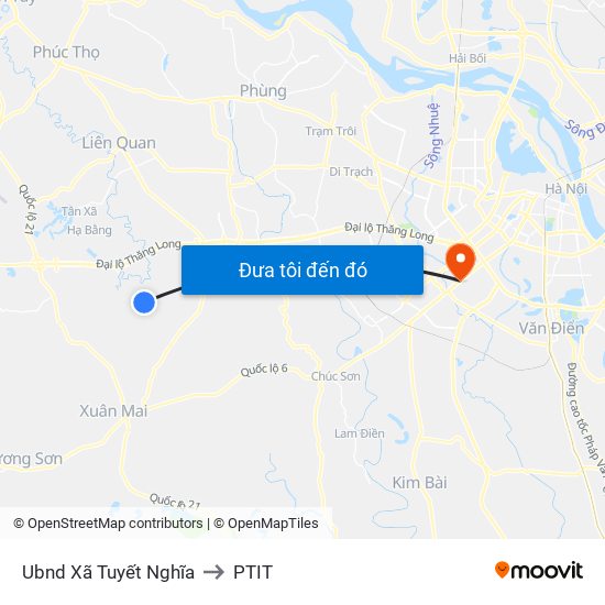 Ubnd Xã Tuyết Nghĩa to PTIT map