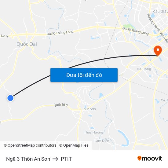 Ngã 3 Thôn An Sơn to PTIT map