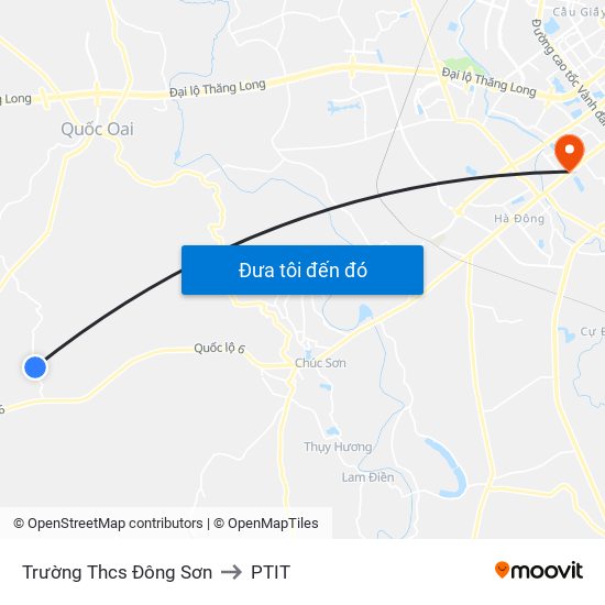 Trường Thcs Đông Sơn to PTIT map