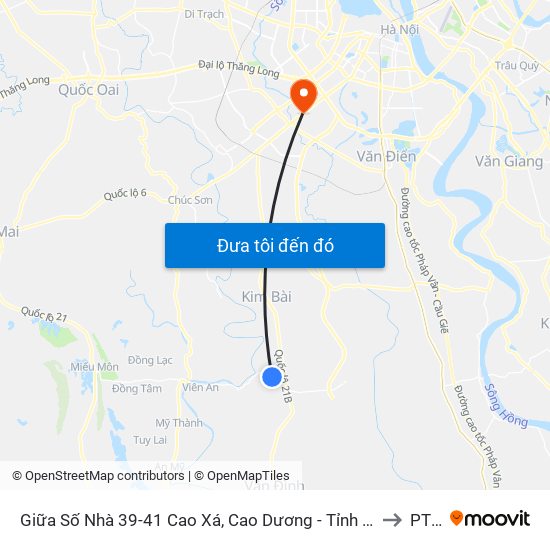 Giữa Số Nhà 39-41 Cao Xá, Cao Dương - Tỉnh Lộ 429 to PTIT map