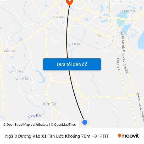 Ngã 3 Đường Vào Xã Tân Ước Khoảng 70m to PTIT map