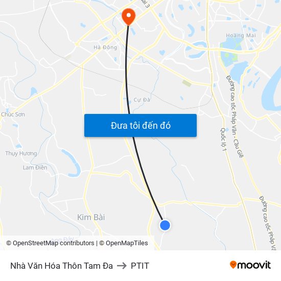 Nhà Văn Hóa Thôn Tam Đa to PTIT map