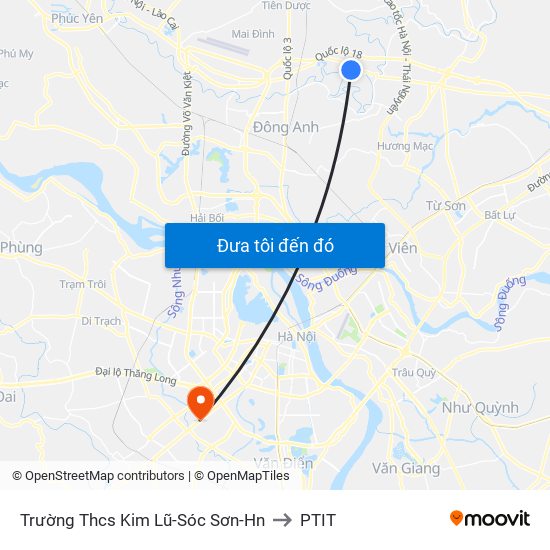 Trường Thcs Kim Lũ-Sóc Sơn-Hn to PTIT map