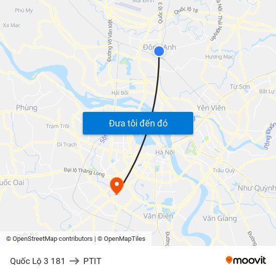 Quốc Lộ 3 181 to PTIT map