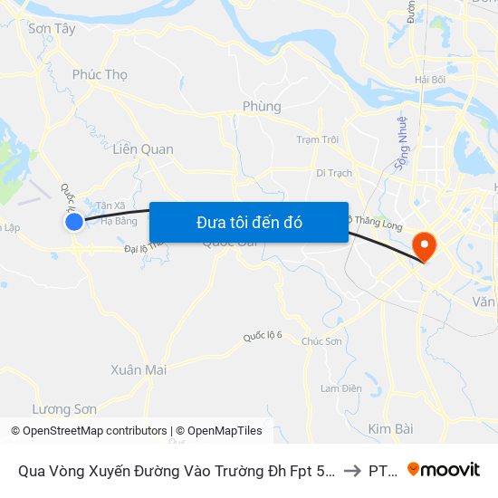 Qua Vòng Xuyến Đường Vào Trường Đh Fpt 50m to PTIT map