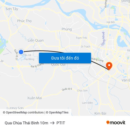 Qua Chùa Thái Bình 10m to PTIT map