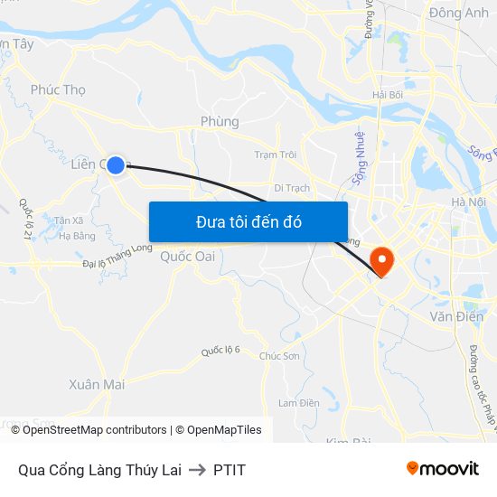 Qua Cổng Làng Thúy Lai to PTIT map