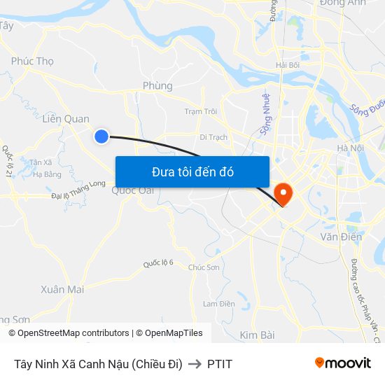 Tây Ninh Xã Canh Nậu (Chiều Đi) to PTIT map