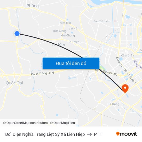 Đối Diện Nghĩa Trang Liệt Sỹ Xã Liên Hiệp to PTIT map