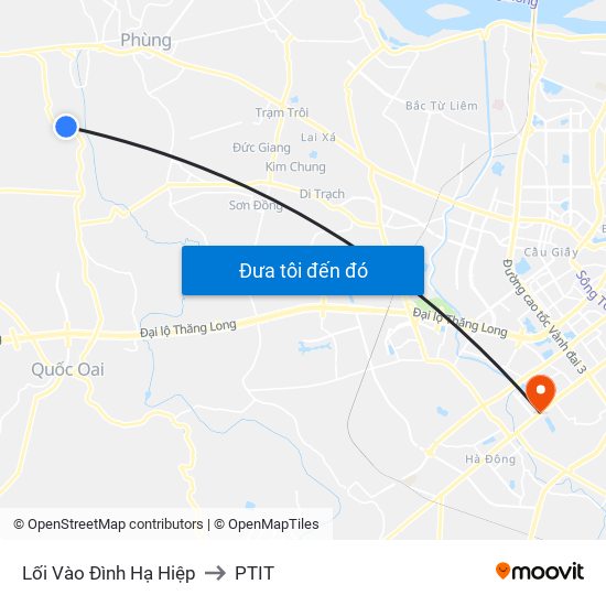 Lối Vào Đình Hạ Hiệp to PTIT map