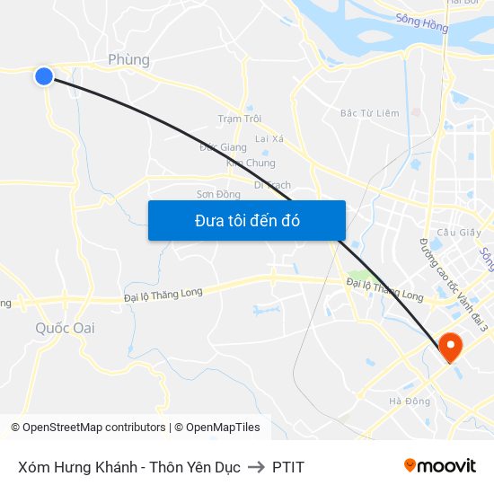 Xóm Hưng Khánh - Thôn Yên Dục to PTIT map