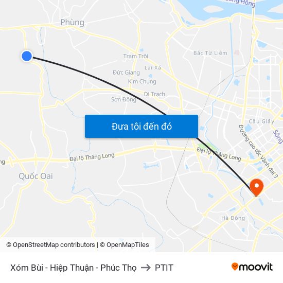 Xóm Bùi - Hiệp Thuận - Phúc Thọ to PTIT map