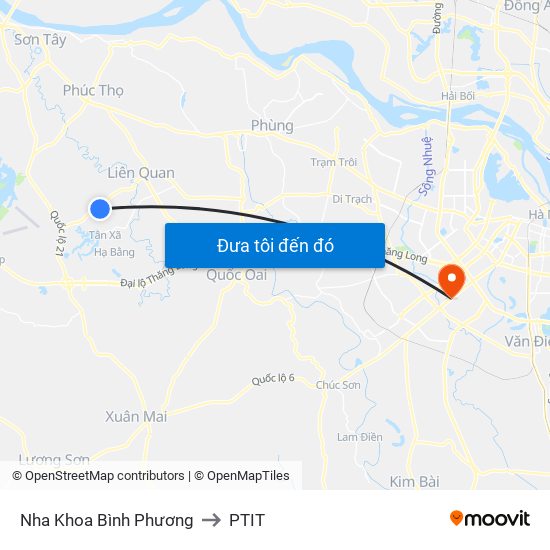 Nha Khoa Bình Phương to PTIT map