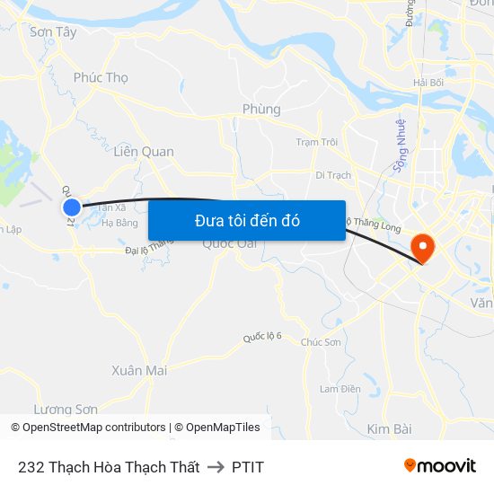 232 Thạch Hòa Thạch Thất to PTIT map