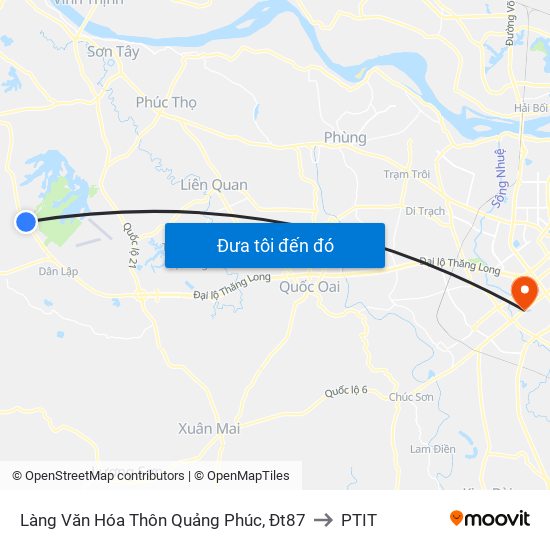 Làng Văn Hóa Thôn Quảng Phúc, Đt87 to PTIT map