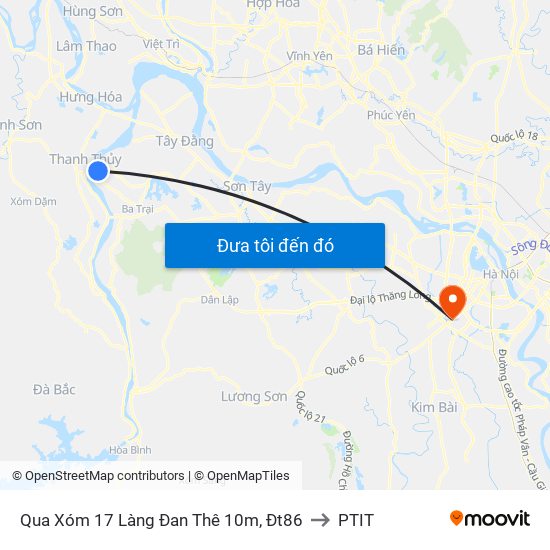 Qua Xóm 17 Làng Đan Thê 10m, Đt86 to PTIT map