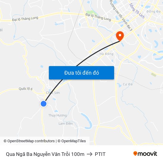 Qua Ngã Ba Nguyễn Văn Trỗi 100m to PTIT map