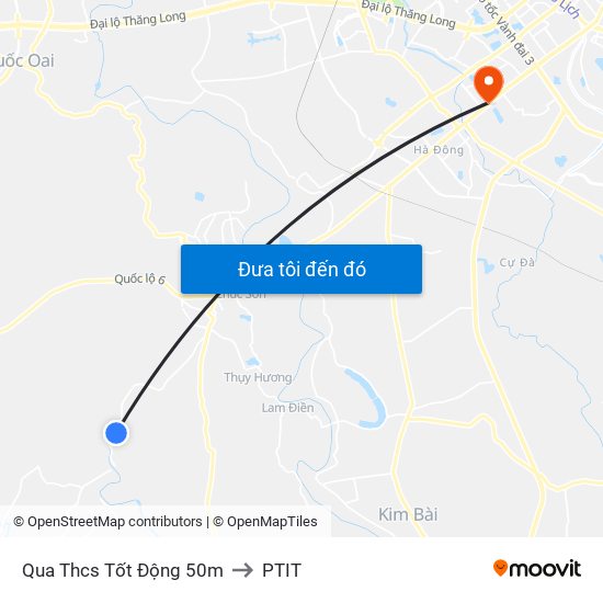 Qua Thcs Tốt Động 50m to PTIT map