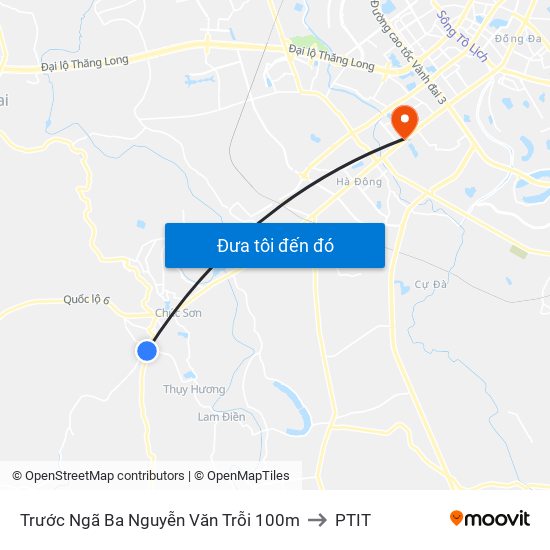 Trước Ngã Ba Nguyễn Văn Trỗi 100m to PTIT map