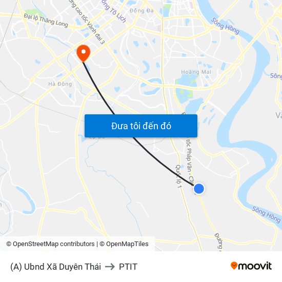 (A) Ubnd Xã Duyên Thái to PTIT map