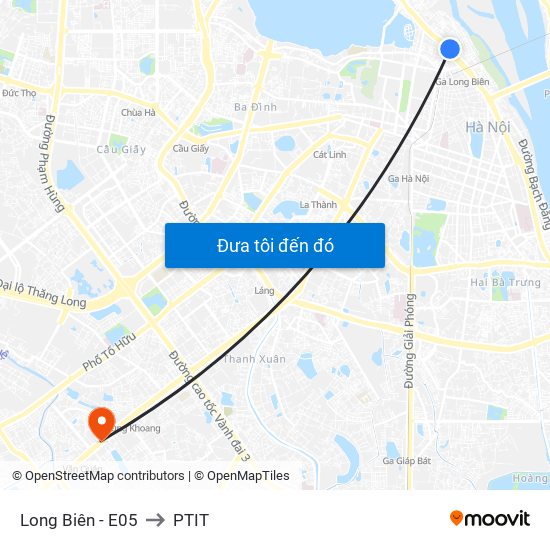 Long Biên - E05 to PTIT map