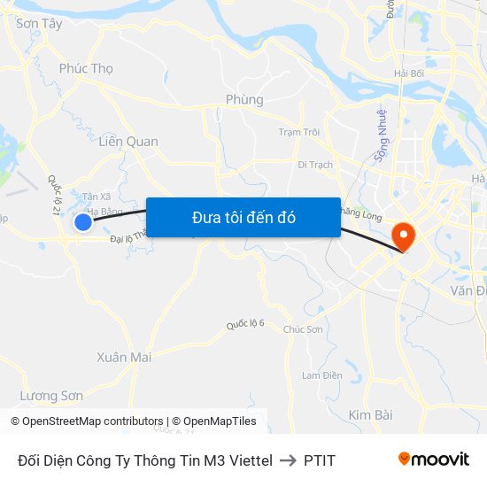 Đối Diện Công Ty Thông Tin M3 Viettel to PTIT map