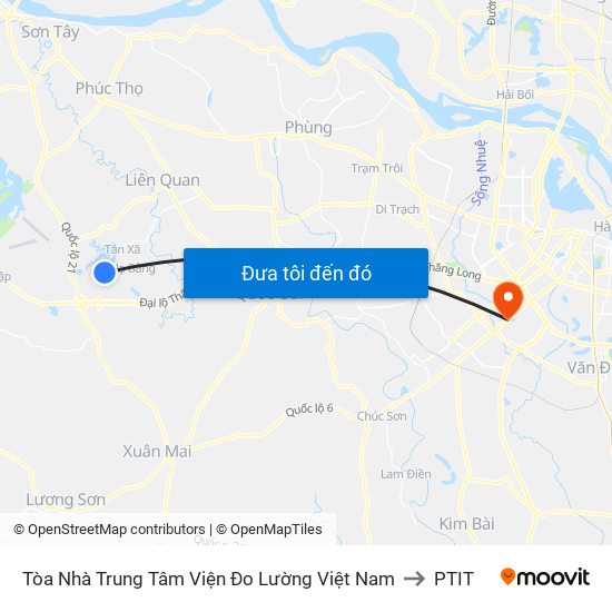 Tòa Nhà Trung Tâm Viện  Đo Lường Việt Nam to PTIT map
