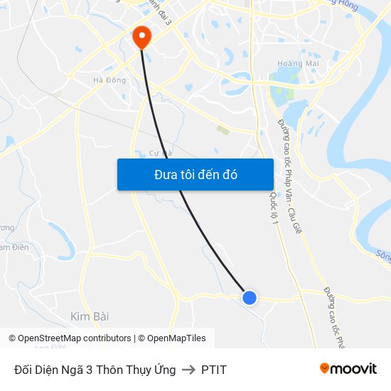 Đối Diện Ngã 3 Thôn Thụy Ứng to PTIT map