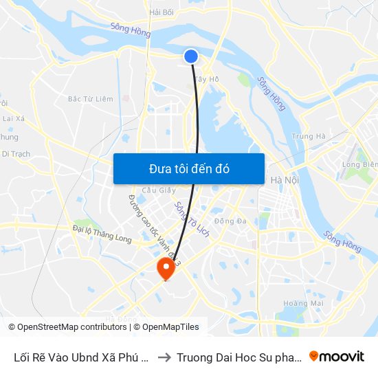 Lối Rẽ Vào Ubnd Xã Phú Thượng - An Dương Vương to Truong Dai Hoc Su pham nghe thuat trung uong map