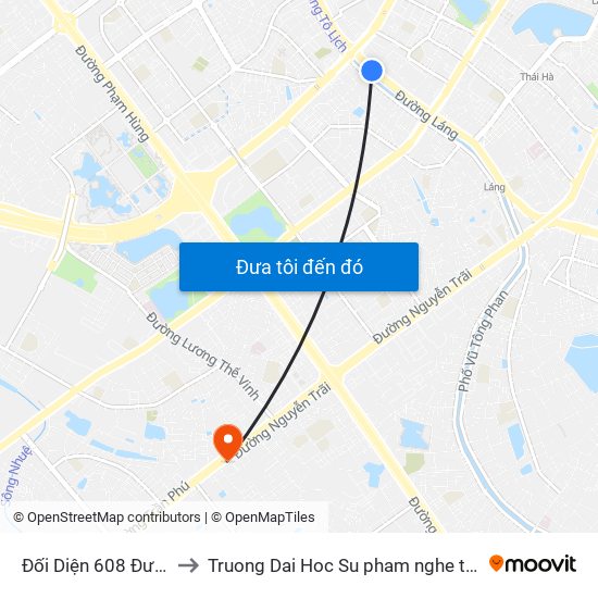 Đối Diện 608 Đường Láng to Truong Dai Hoc Su pham nghe thuat trung uong map