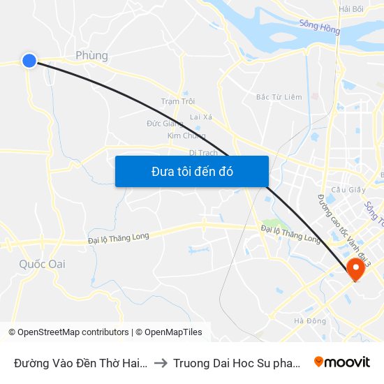 Đường Vào Đền Thờ Hai Bà Trưng - Quốc Lộ 32 to Truong Dai Hoc Su pham nghe thuat trung uong map
