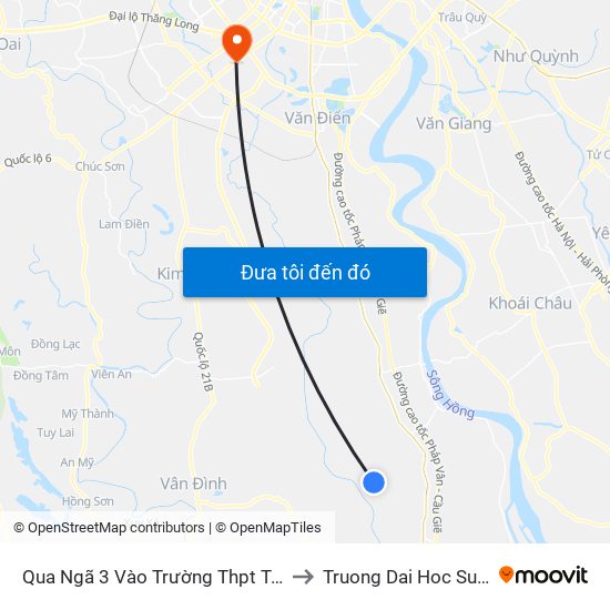 Qua Ngã 3 Vào Trường Thpt Tân Dân 30m - Đường Trục Huyện Thao Chính to Truong Dai Hoc Su pham nghe thuat trung uong map