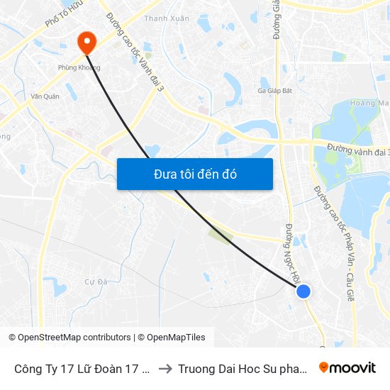 Công Ty 17 Lữ Đoàn 17 Binh Đoàn 12 - Ngọc Hồi to Truong Dai Hoc Su pham nghe thuat trung uong map