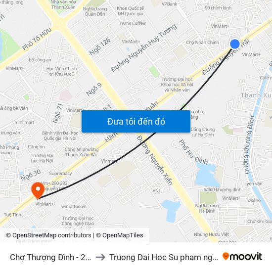 Chợ Thượng Đình - 224 Nguyễn Trãi to Truong Dai Hoc Su pham nghe thuat trung uong map