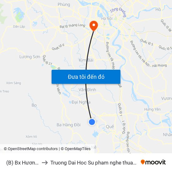 (B) Bx Hương Sơn to Truong Dai Hoc Su pham nghe thuat trung uong map