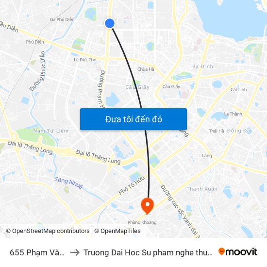 655 Phạm Văn Đồng to Truong Dai Hoc Su pham nghe thuat trung uong map