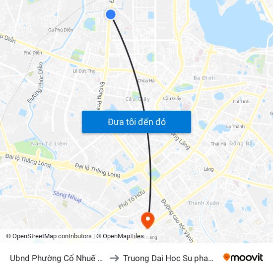 Ubnd Phường Cổ Nhuế 1 - 601 Phạm Văn Đồng to Truong Dai Hoc Su pham nghe thuat trung uong map