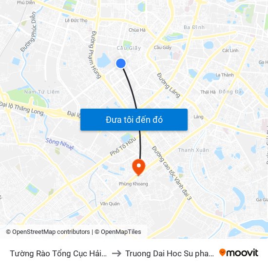 Tường Rào Tổng Cục Hải Quan - 9 Dương Đình Nghệ to Truong Dai Hoc Su pham nghe thuat trung uong map