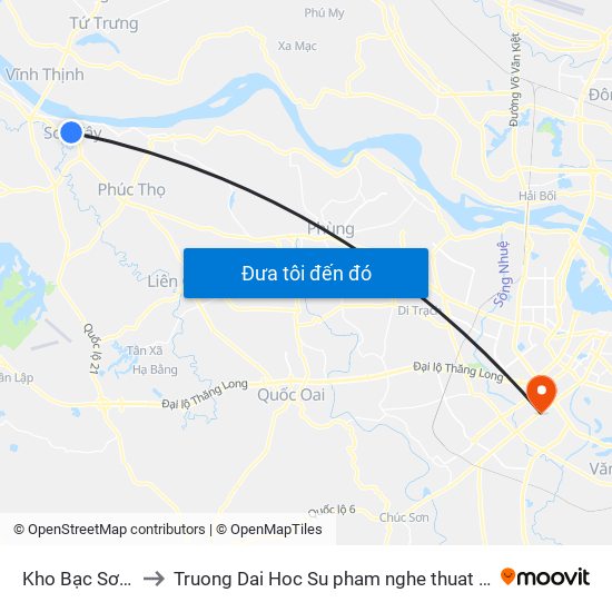 Kho Bạc Sơn Tây to Truong Dai Hoc Su pham nghe thuat trung uong map
