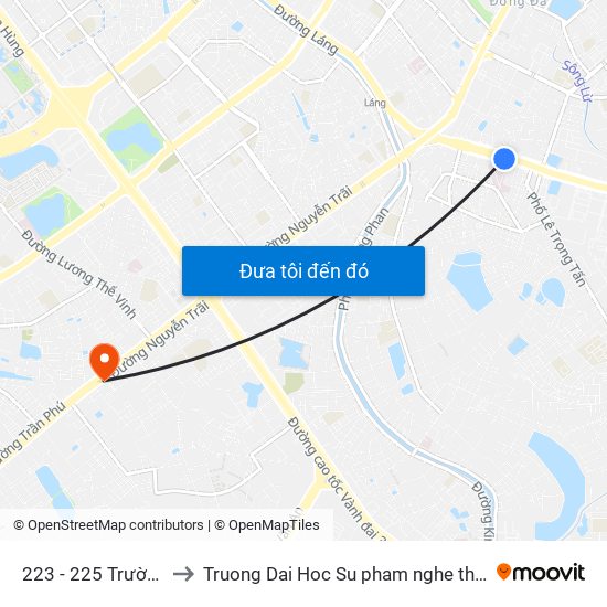 223 - 225 Trường Chinh to Truong Dai Hoc Su pham nghe thuat trung uong map