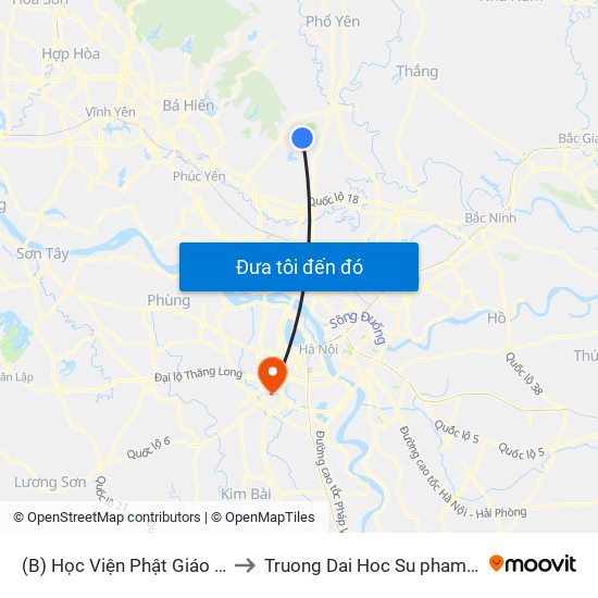 (B) Học Viện Phật Giáo Việt Nam  Xuân Giang to Truong Dai Hoc Su pham nghe thuat trung uong map