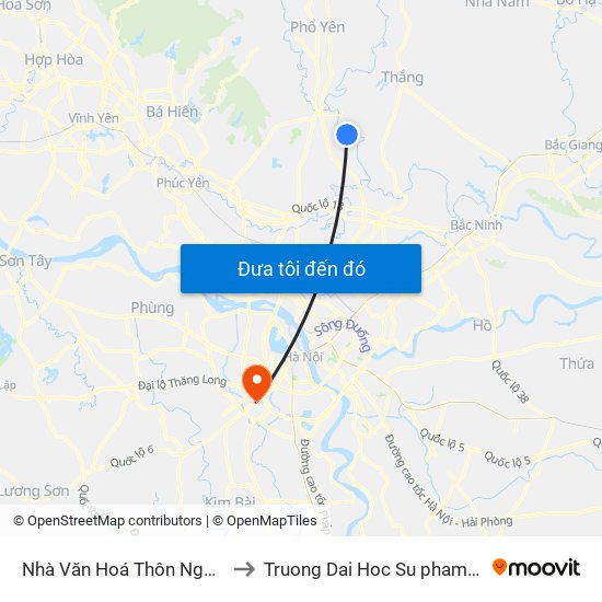Nhà Văn Hoá Thôn Ngô Đạo - Chiều Bắc Phú to Truong Dai Hoc Su pham nghe thuat trung uong map