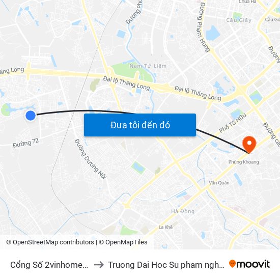Cổng Số 2vinhomes Thăng Long to Truong Dai Hoc Su pham nghe thuat trung uong map