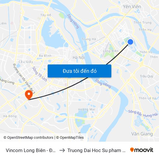 Vincom Long Biên - Đường Chu Huy Mân to Truong Dai Hoc Su pham nghe thuat trung uong map