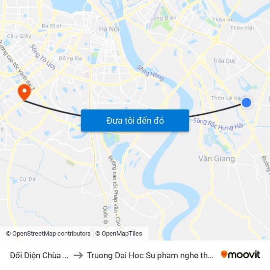 Đối Diện Chùa Kiêu Kỵ to Truong Dai Hoc Su pham nghe thuat trung uong map